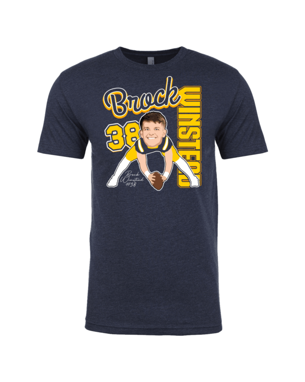 A t-shirt with a picture of a baseball player.