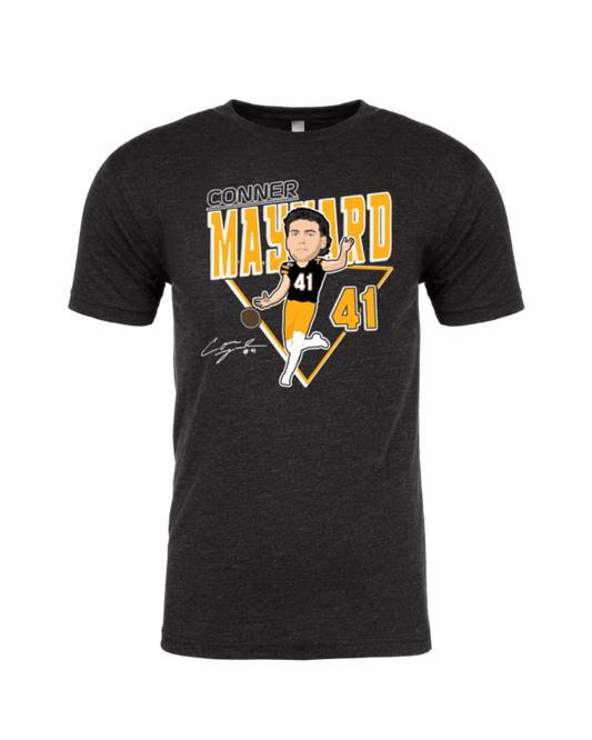 A black t-shirt with a picture of a man and the words " maynard 4 1 ".