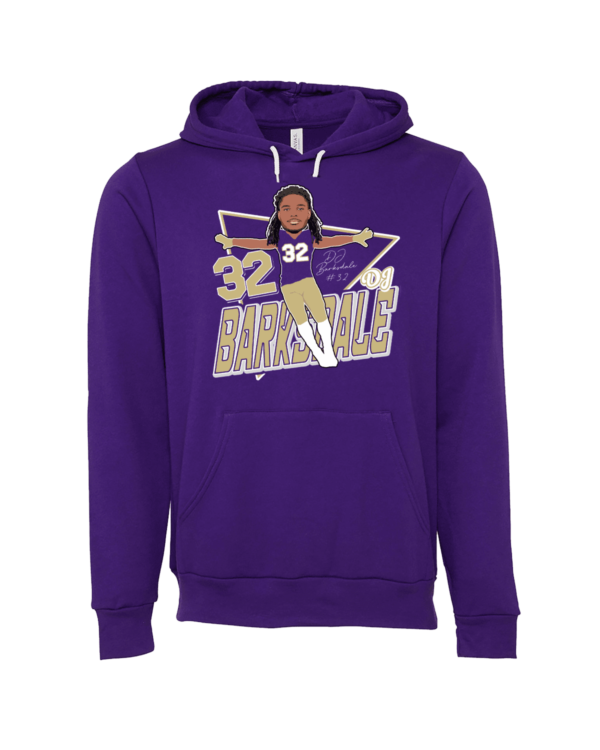 A purple hoodie with a picture of a girl in the middle.