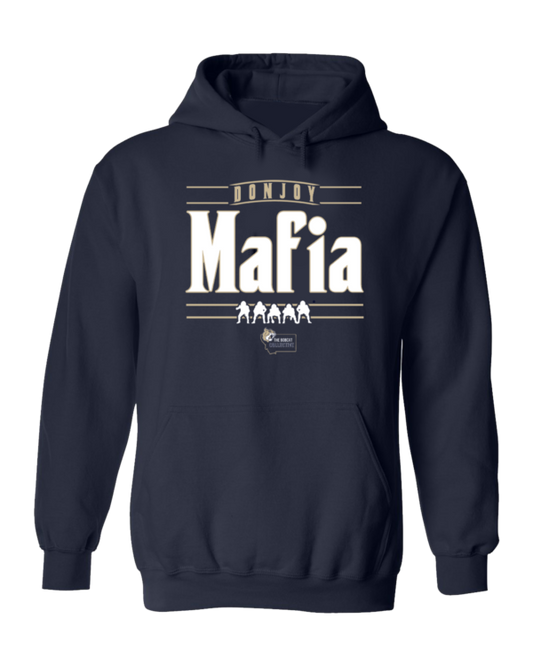 A black hoodie with the word " mafia " written on it.