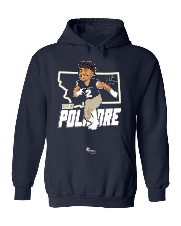 A black hoodie with a picture of a baseball player.