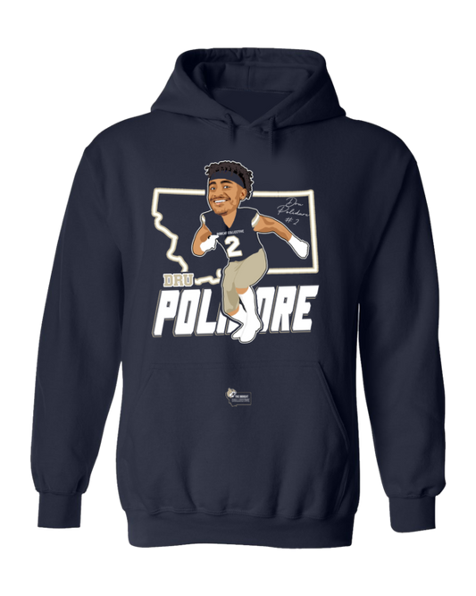 A black hoodie with a picture of a baseball player.