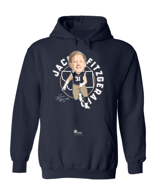 A black hoodie with an image of jack fitzgerald