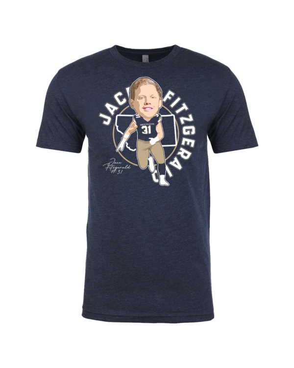 A t-shirt with an image of jack fitzgerald.