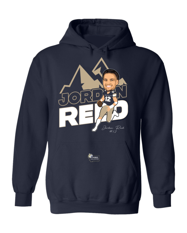 A hoodie with a picture of jordan reid on it.