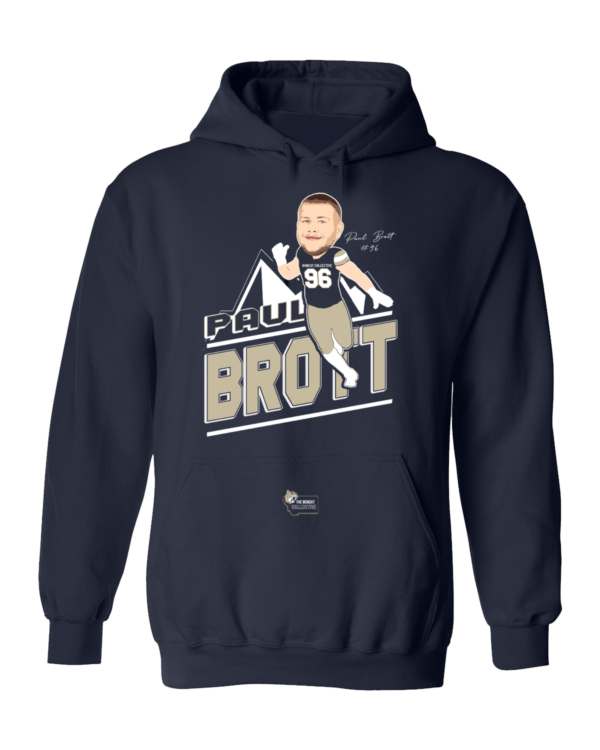 A black hoodie with a caricature of paul brown