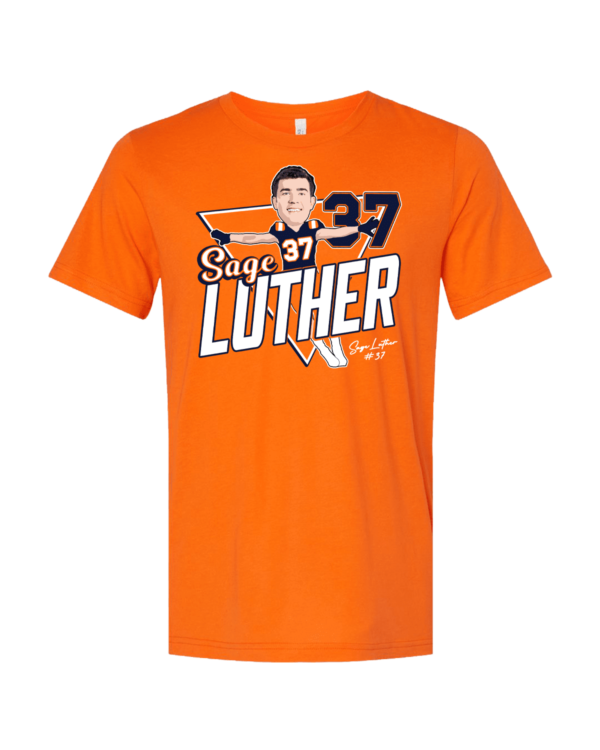 A t-shirt with the name of luther and photo of luther.