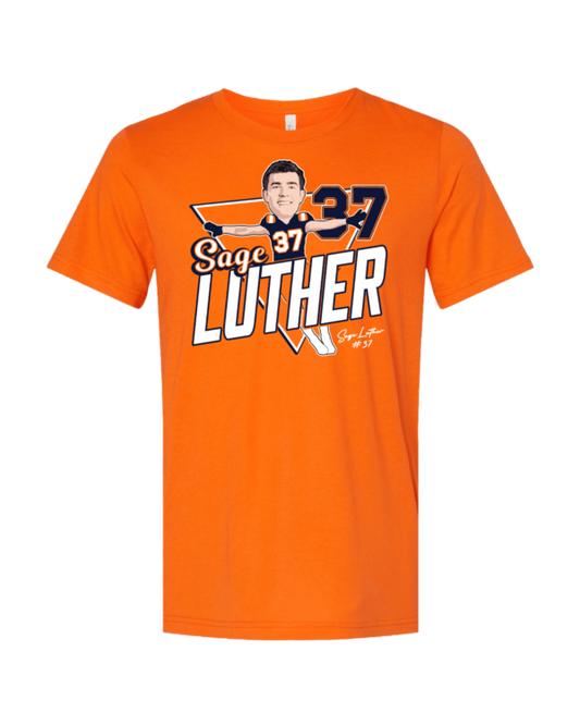 A t-shirt with the name of luther and photo of luther.